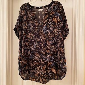 Maurices Black and Brown Paisley Blouse